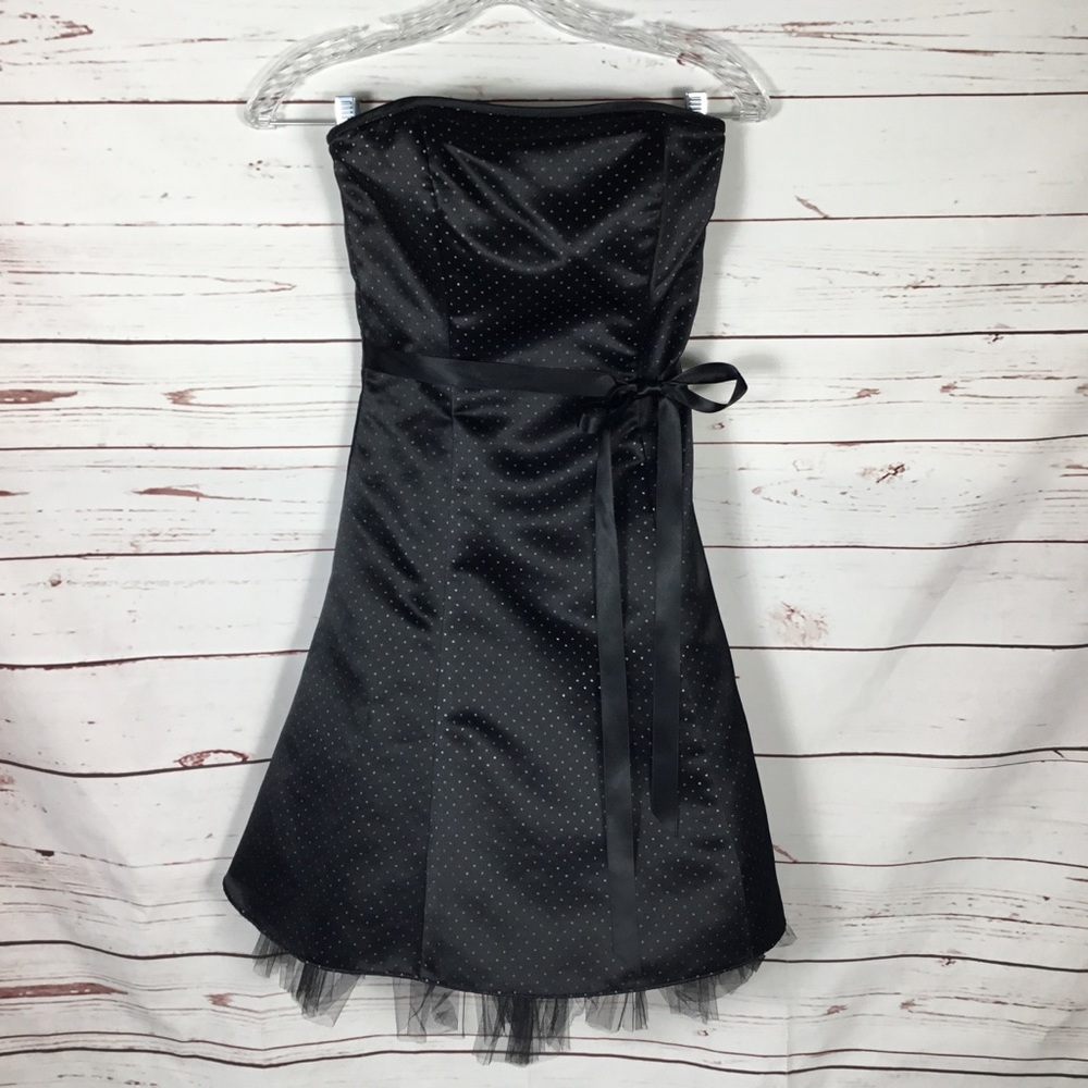J.McClintock Gunne Sax‎ Black Polka Dot Strapless Dress Size 3/4 Event Whimsy